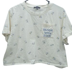 Love Peace & Lazy Days graphic cropped tee Size XL